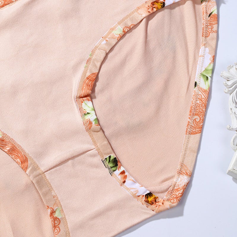 Large Size Women'S Pure Cotton Crotch High Waist Large Size Solid Color Printed Floral Aunt Beautiful Buttocks - Image 5