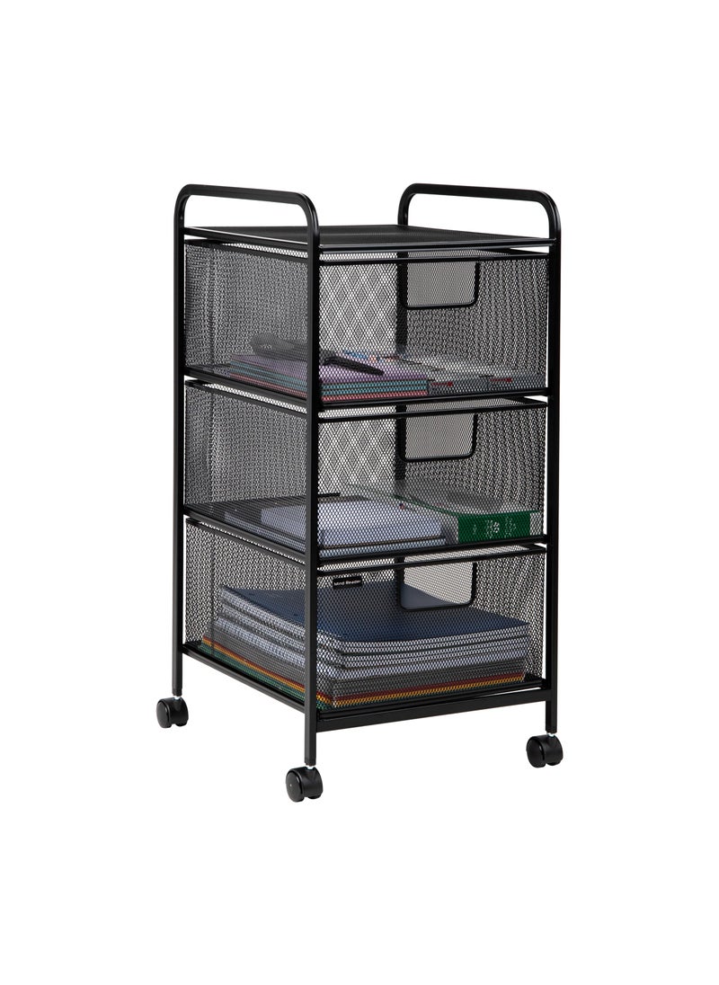 Mind Reader Mind Reader Rolling Storage Cart Removable Drawers Desk and Bathroom Organizer Metal Mesh 1275L x 1325W x 25H Black 