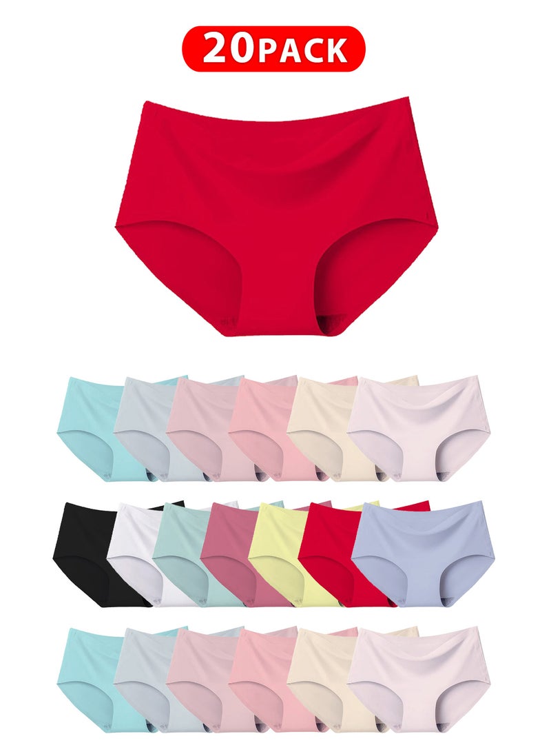 MARGOUN 20 عبوة، ملابس داخلية نسائية بحجم XL من الحرير، ملابس داخلية نسائية بدون seams، ملابس داخلية نسائية عالية الخصر، متعددة الألوان/دليل المقاسات: 155/80 (S) - 160/85 (M) - 165/90 (L) - 170/95 (XL)