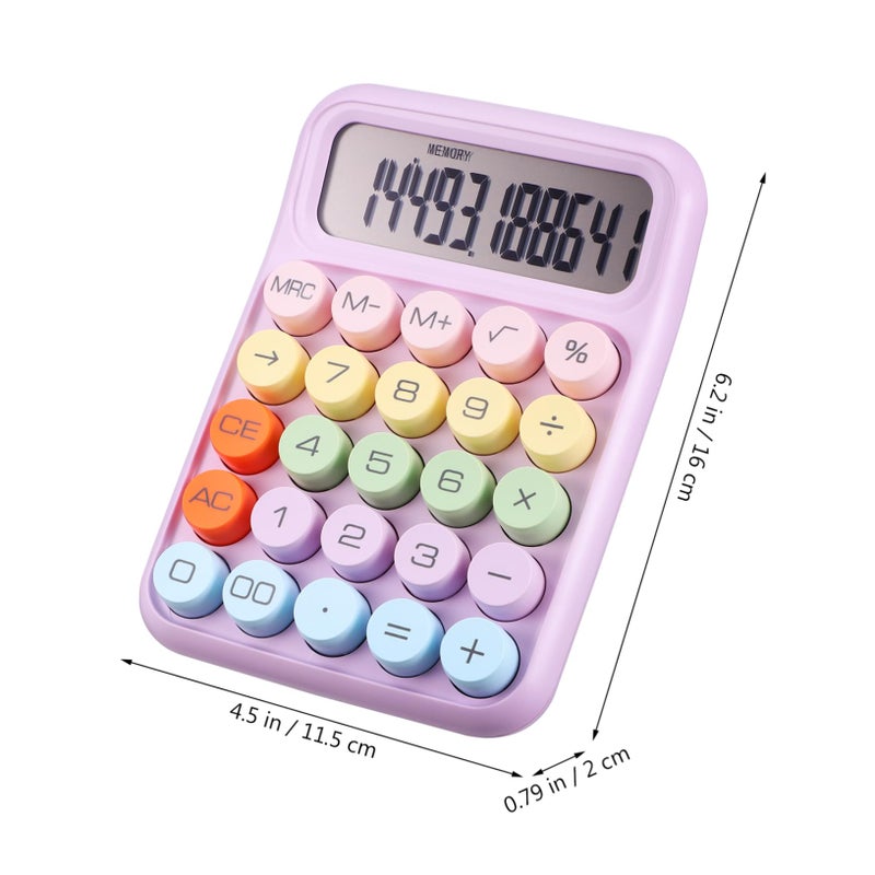 2 Pcs Aesthetic Mechanical Calculator Large LCD Display Portable Office Desk Moonlight Purple - Image 4