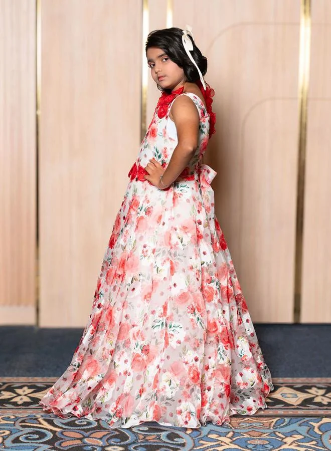 babyqlo Floral Rosette Chiffon Dress