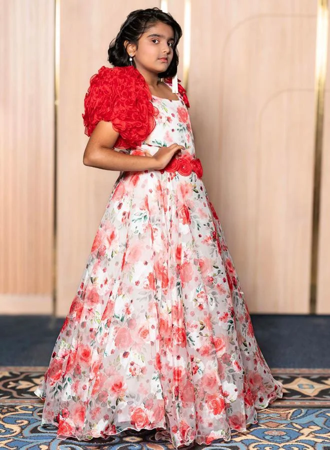 babyqlo Floral Rosette Chiffon Dress