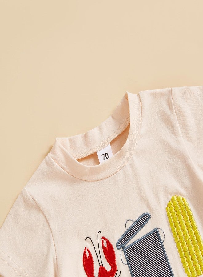 Muspeczenith Toddler Baby Boy Girl Crawfish Outfit Lobster Short Sleeve T-Shirt Tops Shorts Set Baby Summer Clothes (Beige, 18-24 Months) - Image 4