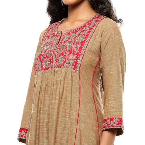 Biba Women's Khaki Cotton Gathered Suit Set_38 - Image 2