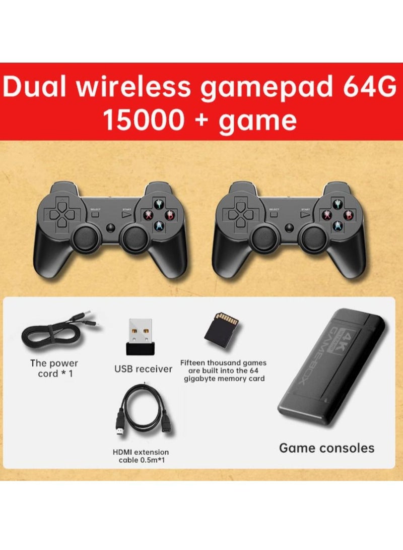 4K HD video game console, dual 2.4G wireless controllers, plug-and-play video game stick, built-in 15,000 games, retro handheld game console - Image 1