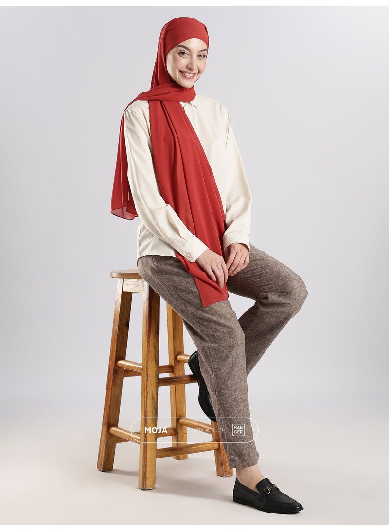 Moja Premium Georgette Hijab - Brick Pink - Image 2
