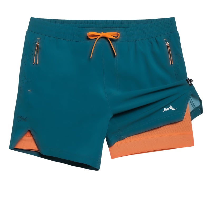maamgic Men's Athletic Running Shorts with Liner Ultra Lightweight Workout Shorts 5" Quick Dry Gym Shorts with Zipper Pockets Peacock Blue Medium - Image 1
