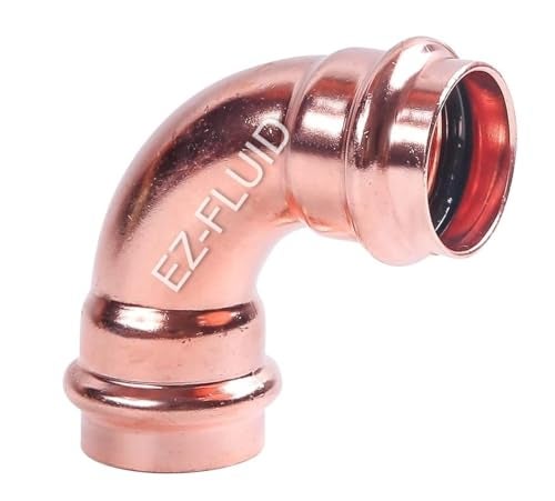 EZ-FLUID EZFLUID Plumbing Heavy Duty 2 Press x Press LF Pro press 90 Degree Elbow Copper Fittings wPro Type Press Copper Pipe ConnectionResidentialCommercial1 - Image 1