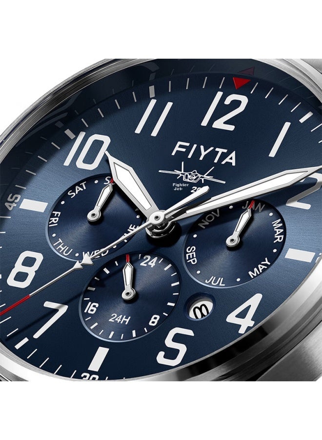 Fiyta Mach J-20 Special Commemorative Edition Men's Mechanical Watch With Blue Dial And Steel Strap, Holiday Gift - Image 5
