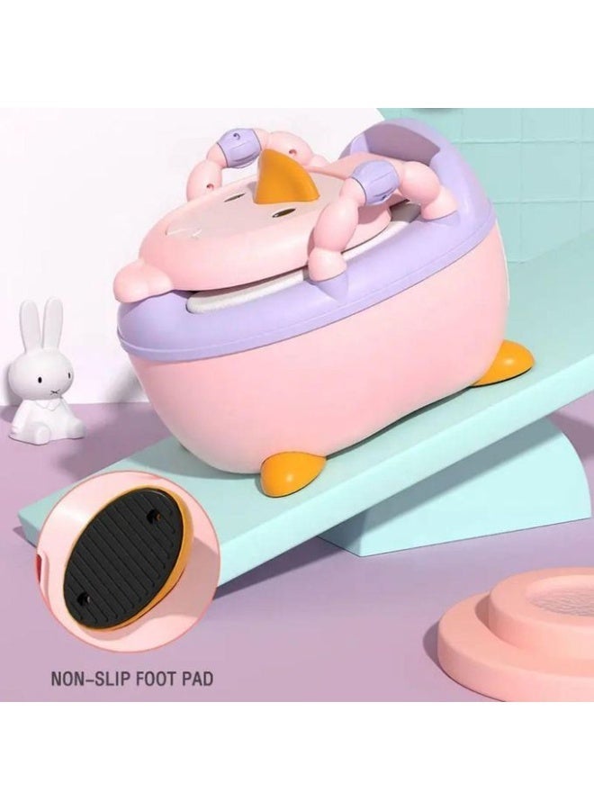 MUMS PLANET Duck-Shaped Toddler Potty Training Chair – Kids Toilet Trainer with Removable Pull-Out Bowl & Side Handles – Comfortable Easy-Clean Potty Seat – Pink - Image 4