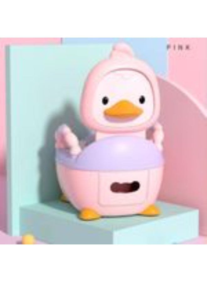 MUMS PLANET Duck-Shaped Toddler Potty Training Chair – Kids Toilet Trainer with Removable Pull-Out Bowl & Side Handles – Comfortable Easy-Clean Potty Seat – Pink - Image 3