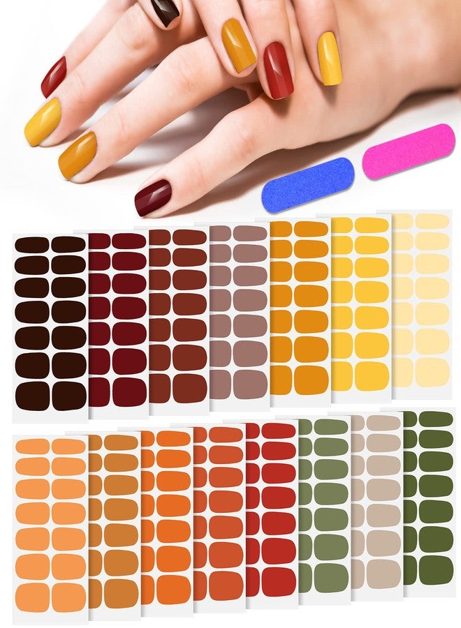 BBTO 210 Pieces 15 Sheets Fall Nail Wraps Stickers Solid Color Autumn Self Adhesive Full Nail Polish Strips for Women Thanksgiving Day Decorations(Warm Colors) - Image 1