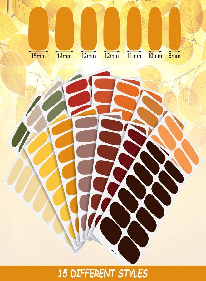 BBTO 210 Pieces 15 Sheets Fall Nail Wraps Stickers Solid Color Autumn Self Adhesive Full Nail Polish Strips for Women Thanksgiving Day Decorations(Warm Colors) - Image 3