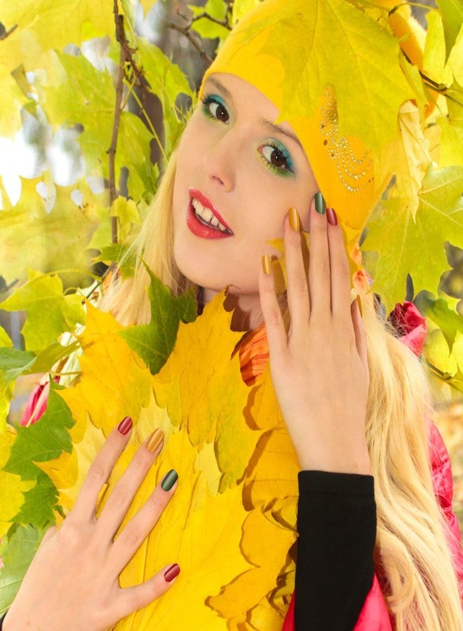 BBTO 210 Pieces 15 Sheets Fall Nail Wraps Stickers Solid Color Autumn Self Adhesive Full Nail Polish Strips for Women Thanksgiving Day Decorations(Warm Colors) - Image 2