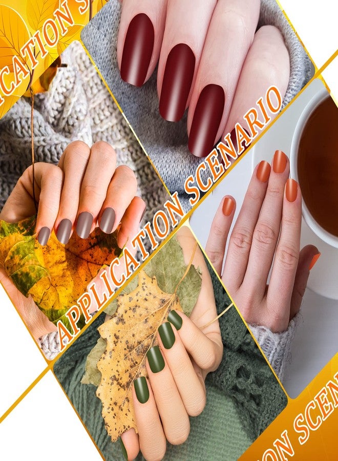 BBTO 210 Pieces 15 Sheets Fall Nail Wraps Stickers Solid Color Autumn Self Adhesive Full Nail Polish Strips for Women Thanksgiving Day Decorations(Warm Colors) - Image 4