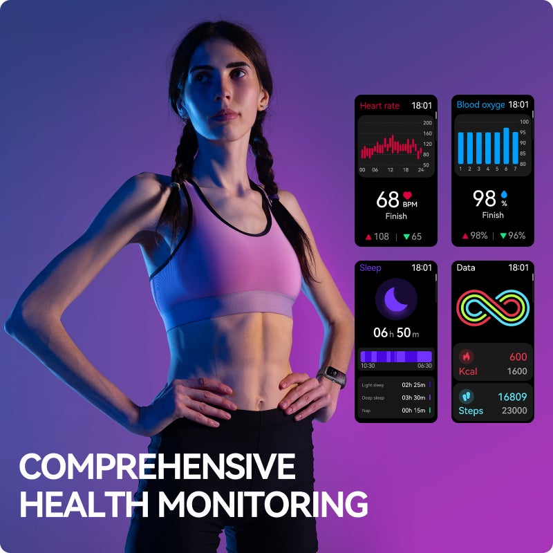 anyloop ALB2 Smartwatch All Day Heart Rate/Swim/Sleep/Calorie/Step Tracker, IP68 Waterproof Smartwatch 100+ Sport Modes, Men's and Women's Fitness Sports Watch - Image 3