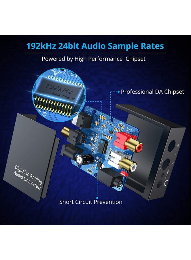 Meetion 192KHz Digital to Analog Audio Converter DAC Digital SPDIF Optical to Analog L/R RCA Converter Toslink Optical to 3.5mm Jack Adapter for PS3 HD DVD PS4 Amp Apple TV Home Cinema - Image 4