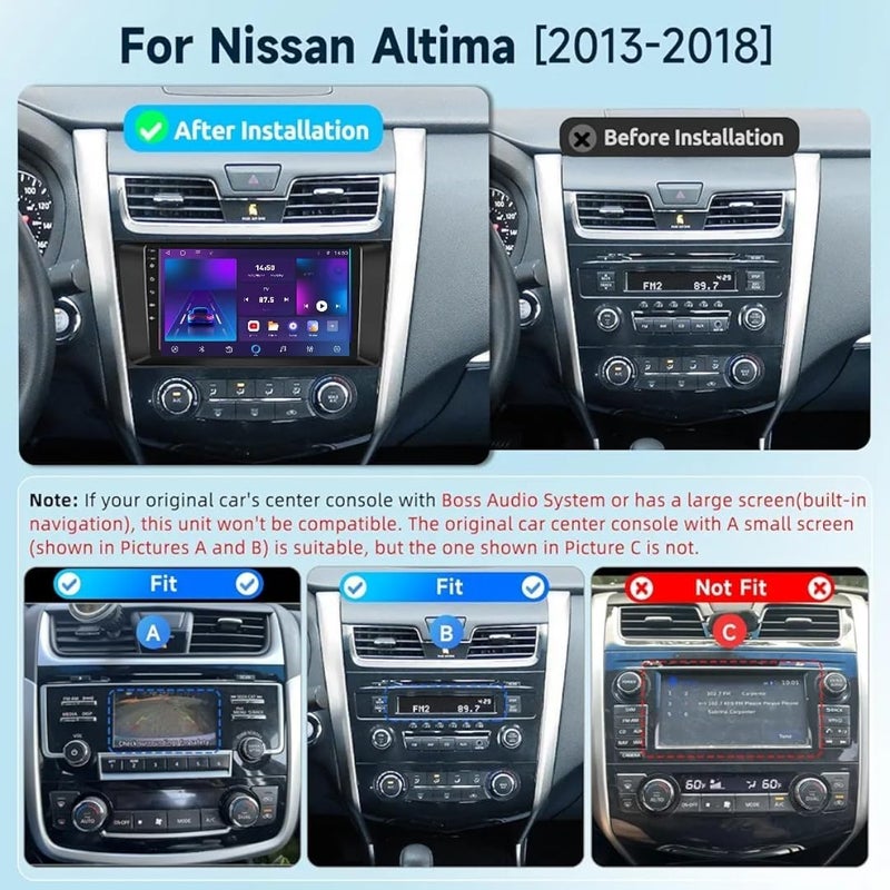 فيريكس ستيريو سيارة نيسان ألتيما مناسب لشاشة أندرويد ألتيما 2013-2018 مع Apple Carplay Android Auto لاسلكي واي فاي DSP FM&AM BT AHD كاميرا متضمنة واجهة سريعة QLED (8 + 128 جيجابايت 8CORE Carplay) - Image 3