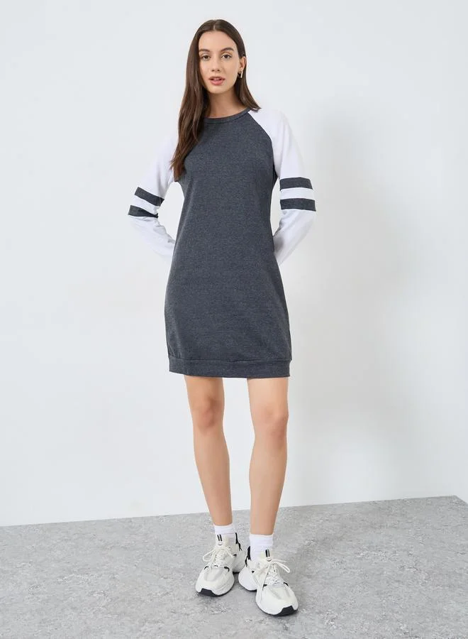 Take Two Color Block Reglan Sleeve Mini Dress