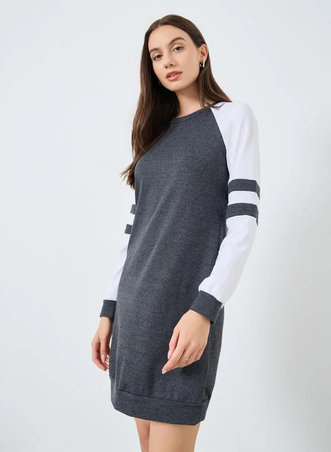 Take Two Color Block Reglan Sleeve Mini Dress