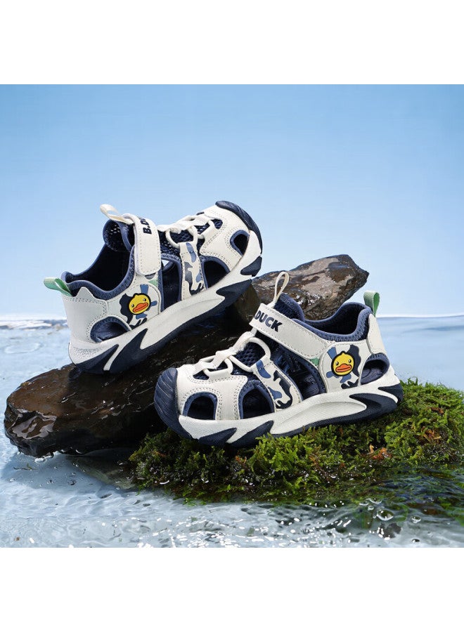B.duck Kids Sandals Summer Boys Girls Anti-collision Beach Shoes Children's Functional Shoes 6848 Navy Blue Size 29 - Image 1