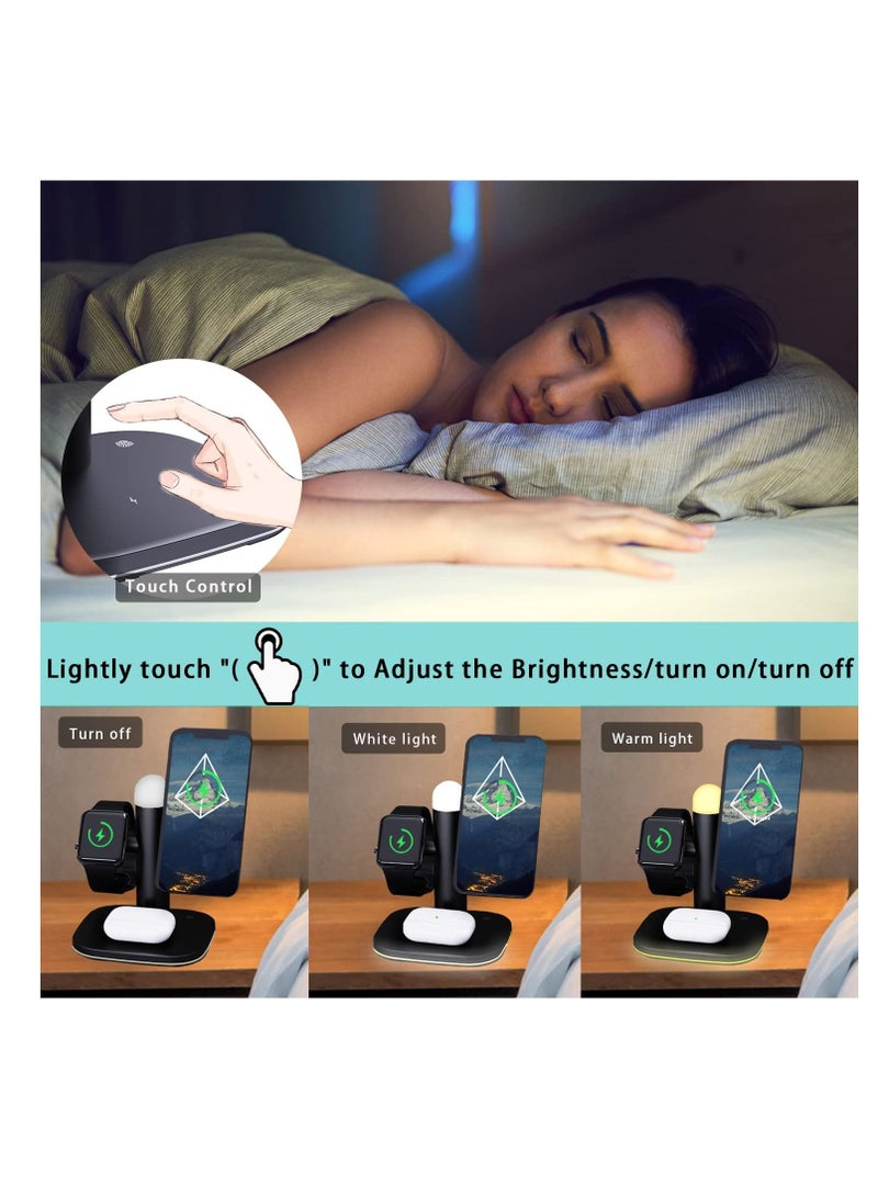 Excefore Magnetic Wireless Charger Stand, 4 in 1 Magnetic Charging Station for Apple, 15W Fast Magsafe Charger with Adjustable Night Light, for iPhone 13 -12 Series, for iWatch 7-2, for 3/2/Pro - Image 4