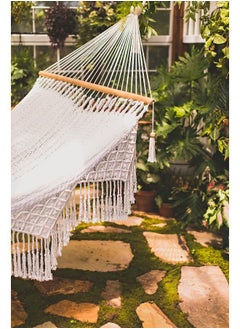 Antikiano Macrame handmade hammock | Outdoor garden furniture | Cotton hammock | Beige handcrafted hammock | Outdoor summer | High quality 200x150 cm hammock  - Image 2