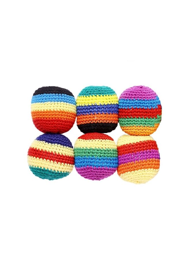 LAMAY Hacky Sacks, Multicolored Crochet Assorted Geometric Pattern Hacky Ball, Foot Bag Kick Sack, Indoor and Outdoor Toys for Kids and Adults(6PCS) - Image 1
