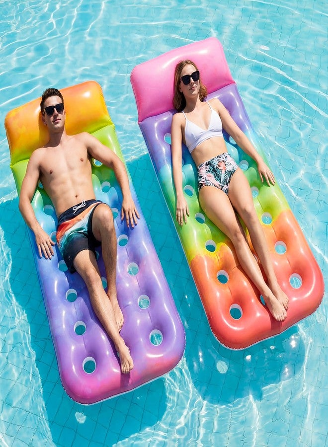 FindUWill Inflatable Pool Floats Adults, 2 Pack Pool Floats Adult Heavy Duty, Floating Lounger Pool Floaties for Adults, Pool Rafts for Summer Party, Pool Beach Lake Fun - Image 1