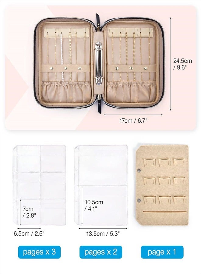 joyzzz Jewelry Travel Organizer Case, Transparent Jewelry Storage Book Ring Binder Jewelry Bags Clear Booklet Zipper Pouch Bag for Necklaces, Earrings, Rings, Bracelets - Image 2