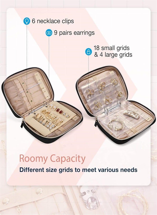 joyzzz Jewelry Travel Organizer Case, Transparent Jewelry Storage Book Ring Binder Jewelry Bags Clear Booklet Zipper Pouch Bag for Necklaces, Earrings, Rings, Bracelets - Image 3