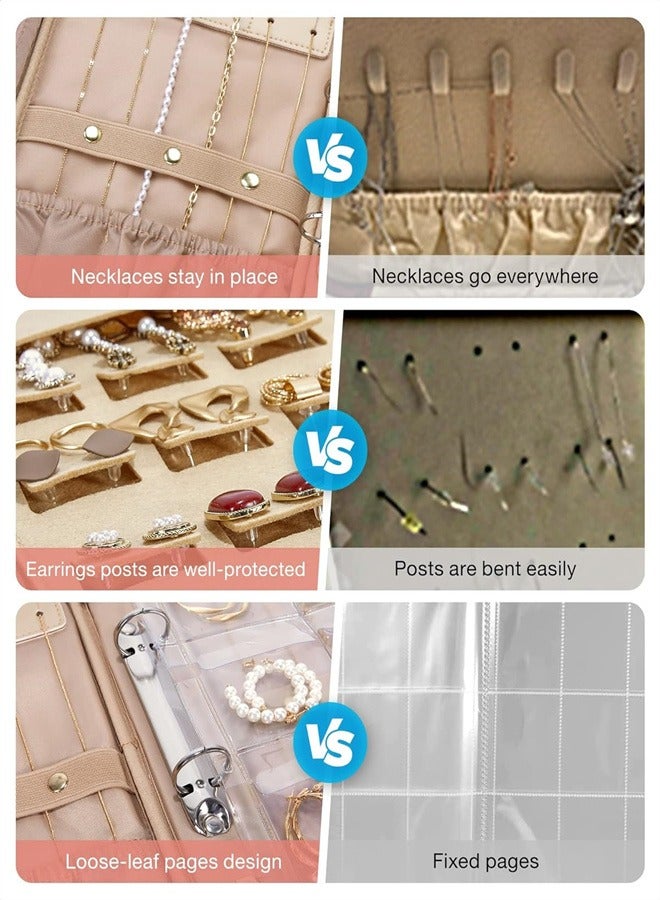 joyzzz Jewelry Travel Organizer Case, Transparent Jewelry Storage Book Ring Binder Jewelry Bags Clear Booklet Zipper Pouch Bag for Necklaces, Earrings, Rings, Bracelets - Image 5