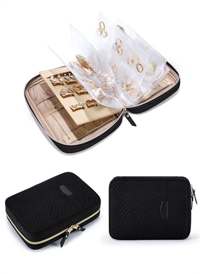 joyzzz Jewelry Travel Organizer Case, Transparent Jewelry Storage Book Ring Binder Jewelry Bags Clear Booklet Zipper Pouch Bag for Necklaces, Earrings, Rings, Bracelets - Image 1