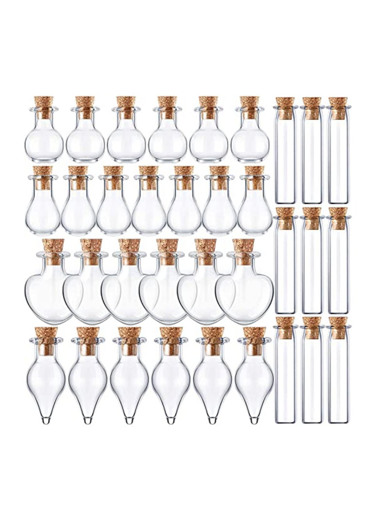 Excefore - Small Mini Glass Bottles Tiny Jars With Cork Stoppers 5 Shapes Tiny Wishing Drifting Bottle for Wedding Party DIY Decoration Bead Containers Arts and Crafts DIY Projects Geometric Shape 50 Pieces - Image 1