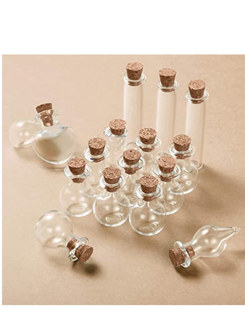 Excefore - Small Mini Glass Bottles Tiny Jars With Cork Stoppers 5 Shapes Tiny Wishing Drifting Bottle for Wedding Party DIY Decoration Bead Containers Arts and Crafts DIY Projects Geometric Shape 50 Pieces - Image 1