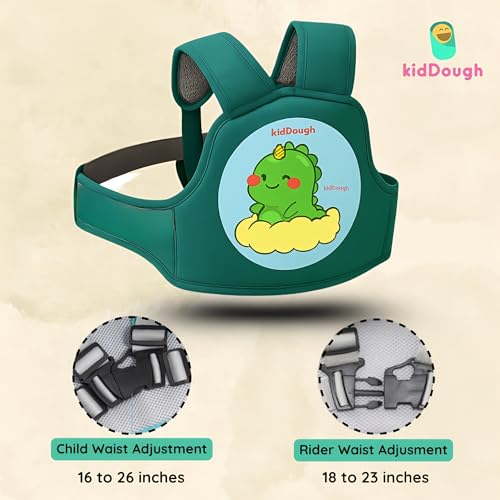 KidDough Baby Safety Belt for Kids | Two Wheeler Bike/Scooty Belt for Kids Safety, Child Harness Safety Belt with Adjustable Baby Carrier for Toddlers & Baby (Cartoon Green) - Image 4