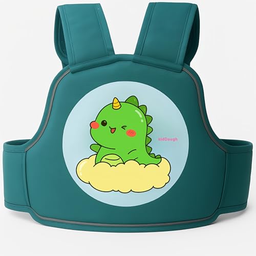 KidDough Baby Safety Belt for Kids | Two Wheeler Bike/Scooty Belt for Kids Safety, Child Harness Safety Belt with Adjustable Baby Carrier for Toddlers & Baby (Cartoon Green) - Image 1