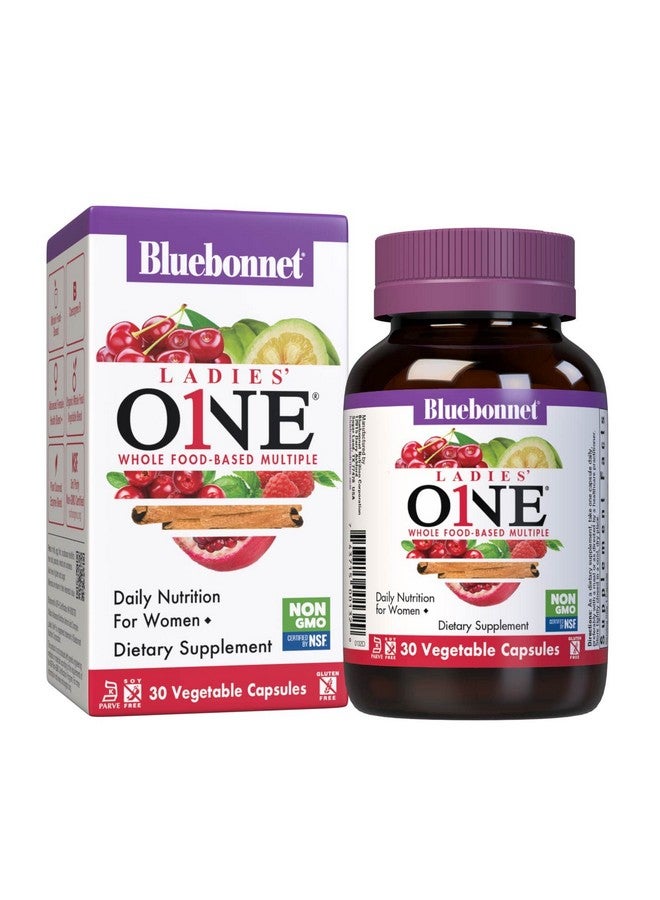 Bluebonnet نيوترشن ليديز وان كبسولة نباتية عضوية من Whole Food Multiple K2 Energy Vitality Nongmo خالٍ من الجلوتين وفول الصويا والحليب كوشير إمداد لمدة شهر واحد باللون الرمادي الفاتح 30 كبسولة - Image 1