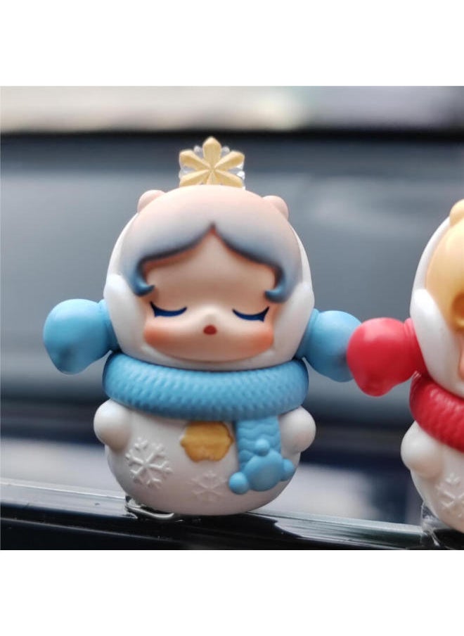Bubble Mart POP BEAN Bubble Mart Party Series Cute Grain Tide Play Doll Mini Car Ornaments-Specifications:Sp Snow Angel Blue  - Image 1