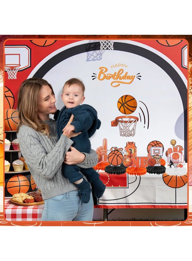 RANERVZ 9 Pack Basketball Honeycomb Centerpieces First Birthday Party Table Decorations Basketball Table Topper Sign Decors Tabletop Centerpieces for One Birthday Baby Shower Gameday Tailgate Party Supplies - Image 3