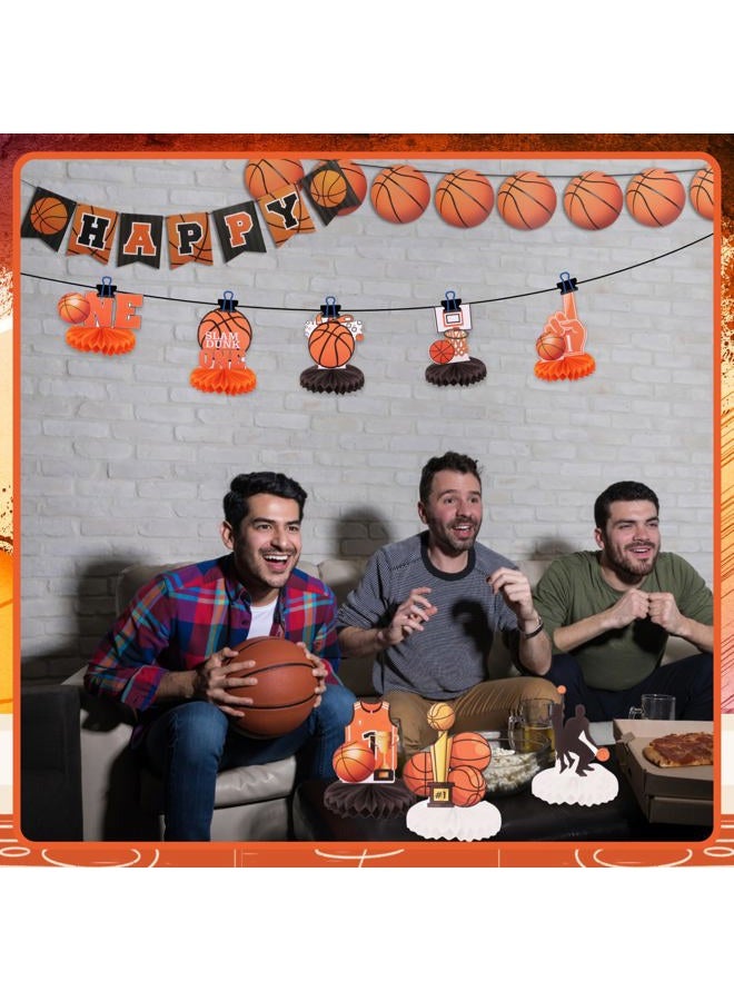 RANERVZ 9 Pack Basketball Honeycomb Centerpieces First Birthday Party Table Decorations Basketball Table Topper Sign Decors Tabletop Centerpieces for One Birthday Baby Shower Gameday Tailgate Party Supplies - Image 5