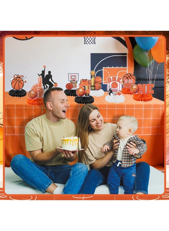 RANERVZ 9 Pack Basketball Honeycomb Centerpieces First Birthday Party Table Decorations Basketball Table Topper Sign Decors Tabletop Centerpieces for One Birthday Baby Shower Gameday Tailgate Party Supplies - Image 4