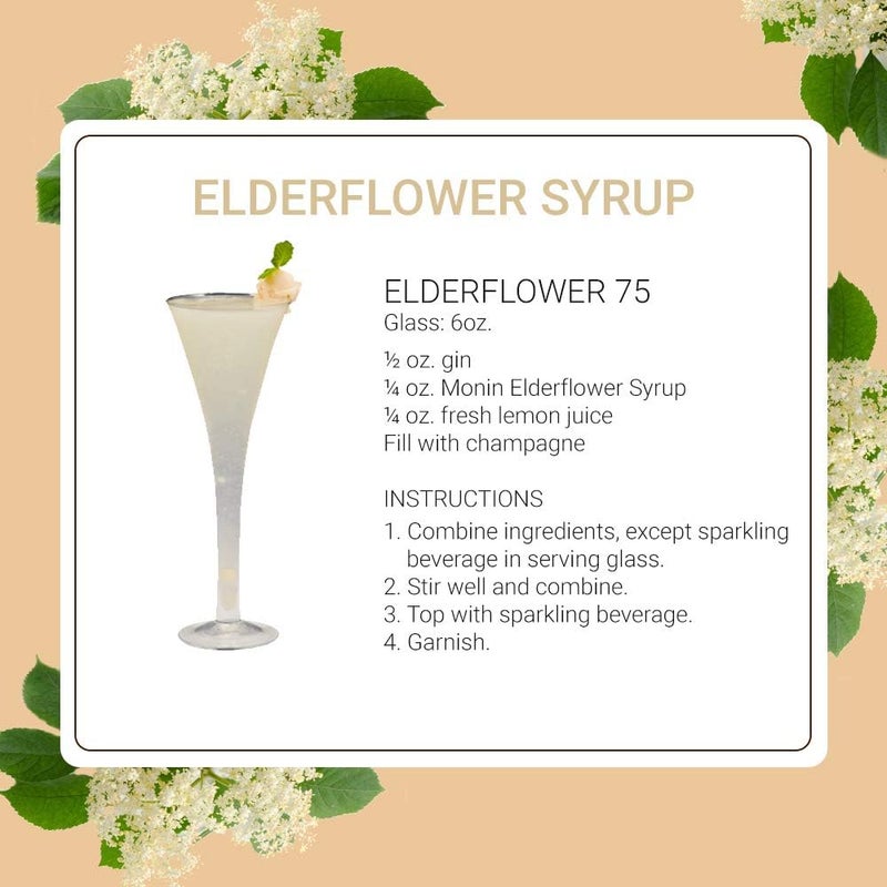 Monin Elderflower Syrup - Premium Gourmet Syrup for Cocktails, Lemonades, and Sodas (1 Liter) - Image 5
