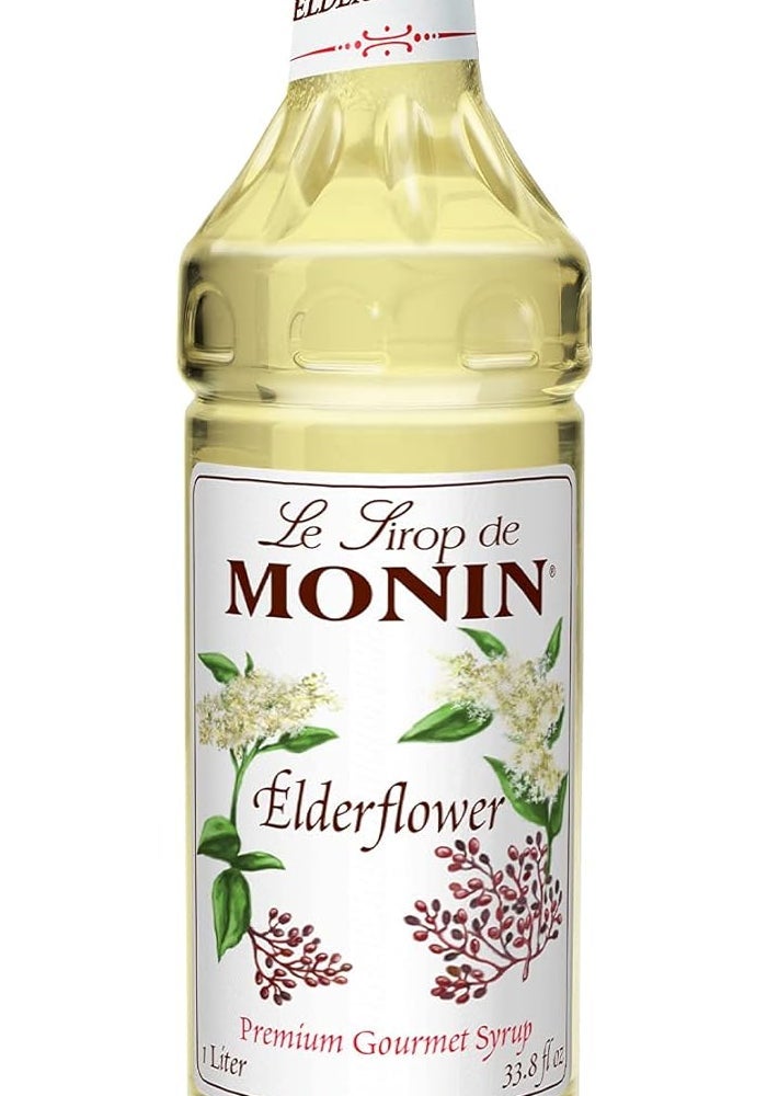 Monin Elderflower Syrup - Premium Gourmet Syrup for Cocktails, Lemonades, and Sodas (1 Liter) - Image 1