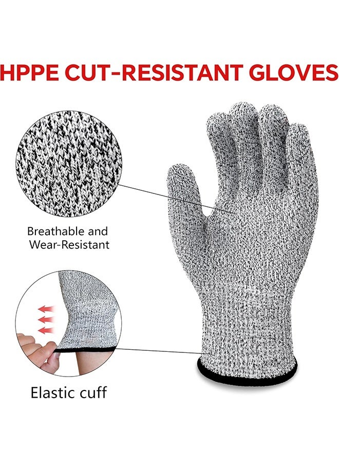اتش اس قفازات مقاومة للقطع، مستوى 5 من مقاومة القطع للمطبخ ومعالجة اللحوم، قابلة للغسل في الغسالة، بدرجة غذائية، لليد اليمنى واليسرى، للمجزرة، فتح المحار، الاستخدام الخارجي، للحديقة، صيد السمك، المخازن، تقطيع الخشب، البناء، اللحام، أعمال الصيانة (المقاس L) - Image 2