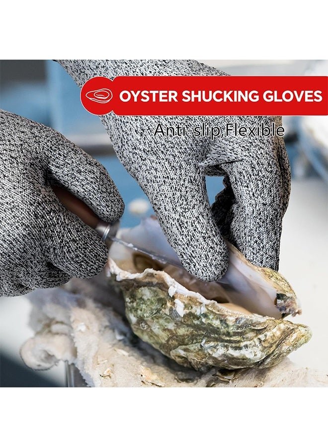 اتش اس قفازات مقاومة للقطع، مستوى 5 من مقاومة القطع للمطبخ ومعالجة اللحوم، قابلة للغسل في الغسالة، بدرجة غذائية، لليد اليمنى واليسرى، للمجزرة، فتح المحار، الاستخدام الخارجي، للحديقة، صيد السمك، المخازن، تقطيع الخشب، البناء، اللحام، أعمال الصيانة (المقاس L) - Image 5