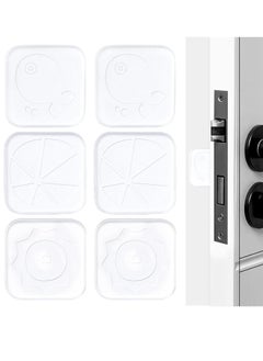 KASTWAVE Self Adhesive PU Door Stopper 6 Pack Clear Square Soft Rubber Wall Protector Door Handle Bumper Pads for Wall Fridge Cabinets Headboard  - Image 1
