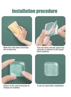 KASTWAVE Self Adhesive PU Door Stopper 6 Pack Clear Square Soft Rubber Wall Protector Door Handle Bumper Pads for Wall Fridge Cabinets Headboard  - Image 3