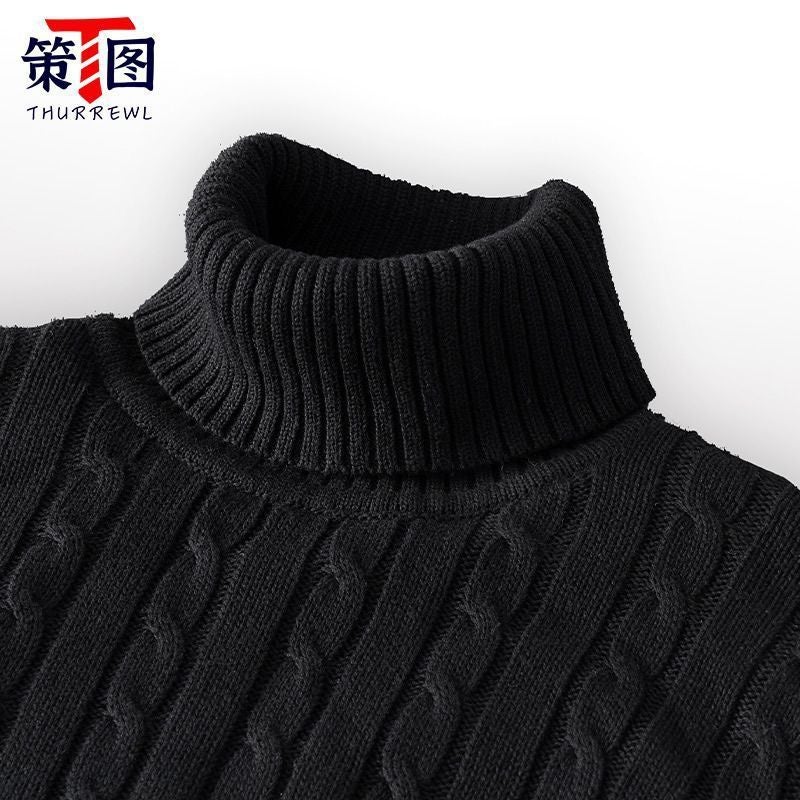 Generic Paul genuine goods 2023 Fall/Winter fleece-lined Thickened 100% Cotton Fabric Upgrade New Warm Lock Temperature Old Age Turfable Sweater Black (genuine regular style)