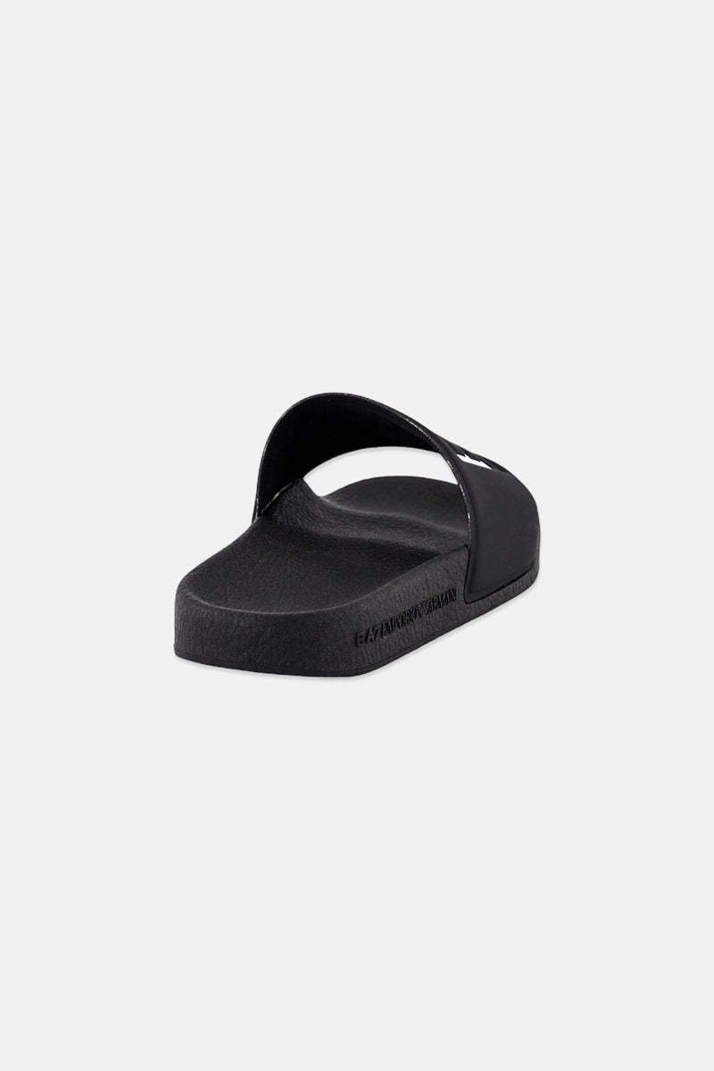 armani EA7 Emporio Armani Kids Boy Brand Logo Slip On Slippers, Black - Image 2